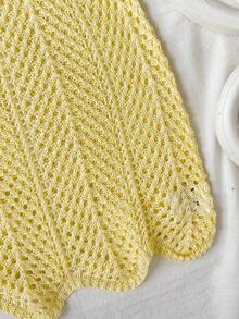 SHEIN Tween Girl Solid Color Hollow Out Cami Dress - Yellow - View 3