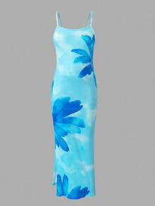 SHEIN Sparklyn 夏季女童无袖长裙，色彩缤纷的水果印花，充满活力，修身剪裁，侧开衩下摆，非常适合外出和拍照！ - 彩色 - 查看 3