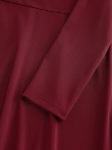 GlowEve 女式针织长袖花卉水钻装饰优雅日常通勤时尚法式街头复古百搭派对假日商务勃艮第长袖连衣裙，秋冬 - 酒紅色 - 查看 7