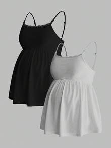 Modmama Camiseta de tirantes de maternidad de color liso con fruncido, casual y versátil para uso diario, lactancia, posparto, verano, citas y parto - Gris - Ver 2