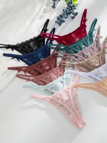 Lullawish 12 chiếc/gói quần lót ren gợi cảm G-string lãng mạn cho phụ nữ, đồ lót nhiều màu sắc - Nhiều màu - Xem 5
