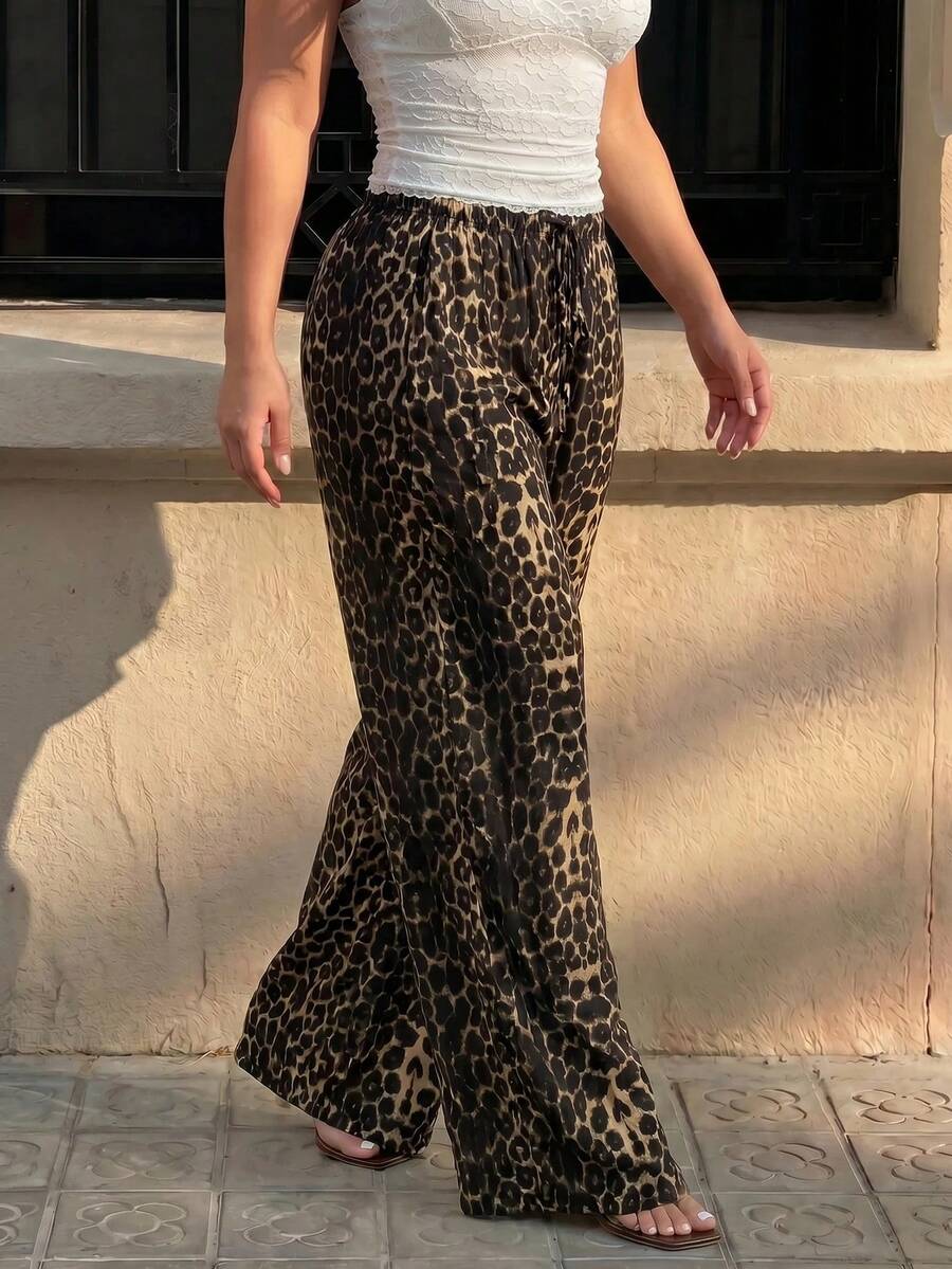 Hourglow Estampa de Onça Plus Size para Uso Casual Diário e Visual Relaxado de Férias - Castanho - Visão 1