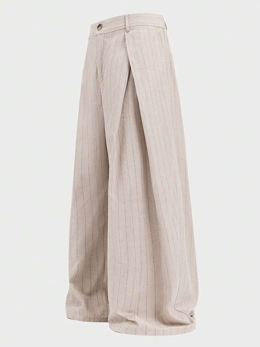 EASEVO Plus Size Men's Casual Retro Vintage Coin Pattern Pants City Break Light Grey Autumn - Beige - View 1