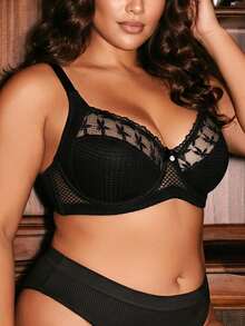 Divavoom Sujetador con aros de unicolor para mujer de talla grande, con efecto de elevación - Negro - Ver 6