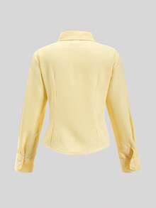 Tween Girls Tween Girl Yellow & White Striped Long Sleeve Blouse - Yellow - View 2