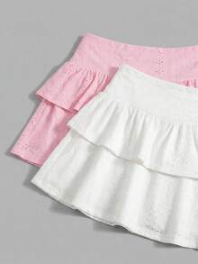 SHEIN Girlism Quần váy xếp ly màu trơn phong cách thường ngày đa năng cho nữ thiếu niên - Nhiều màu - Xem 4