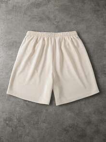 ROMWE MEN Men's Printed Pattern Loose Shorts, Retro Street Style, Spring/Summer - Apricot - View 3