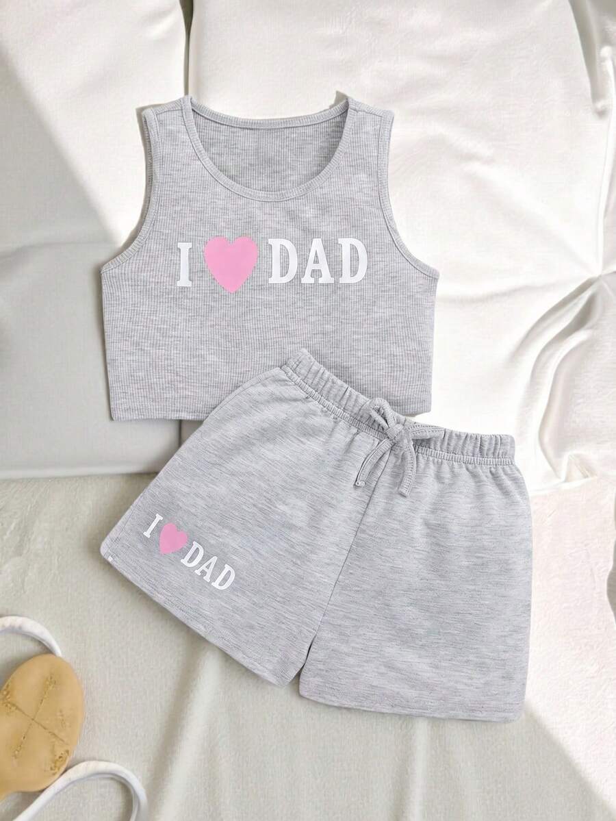 SHEIN Young Girl' Casual Loose Solid Color 2 Pieces Set - Grey - View 1