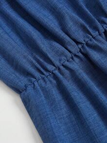 GlowEve Combinaison décontracté pour femmes avec encolure en V, manches courtes et boucle métallique à la taille - Bleu azur - Voir 5
