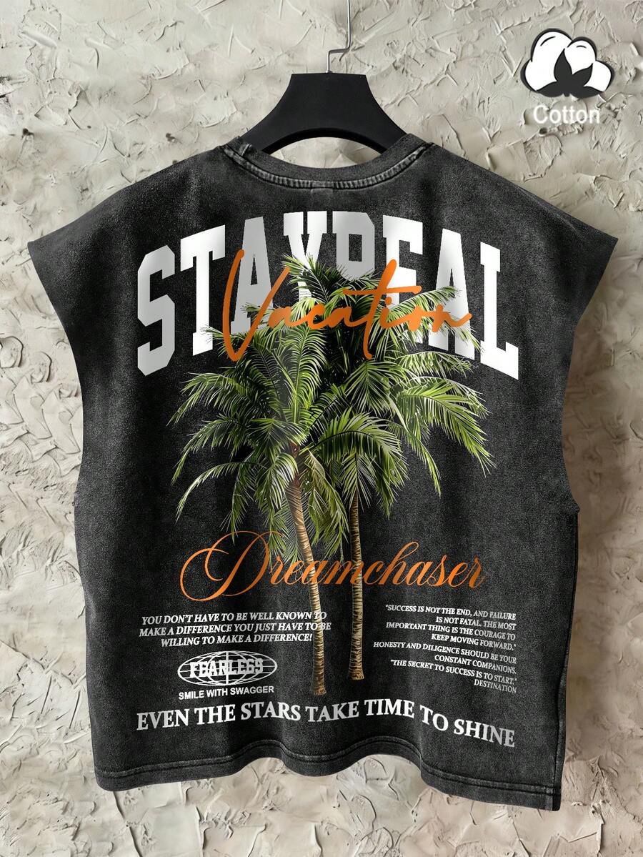 STEELVANCE Camiseta de tirantes vintage con estampado gráfico para hombre - Negro - View 1