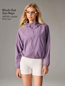 OutZeal Women Sun-Proof Jacket Gym Workout UV Protection Hood Outdoor Tops - Purple - View 2