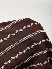Franclia Plus Size Vacation Casual Striped Loose Pants Fall - Brown - View 5