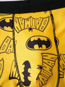 BATMAN X SHEIN 男士舒適印花四角內褲 - 黑與白 - 查看 4