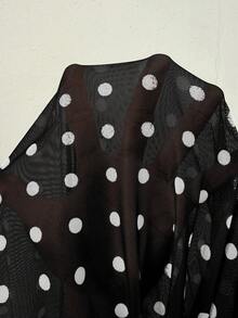 GalTyme Plus Size Black Polka Dot Casual Summer Everyday Skirt - Black - View 3