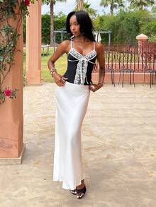 Mima John Business Casual Woman Fall Women Clothes Fall And Winter Elegant Solid Color Woven High Waist Mermaid Hem Skirt For Women,For Autumn And Summer - White - View 3