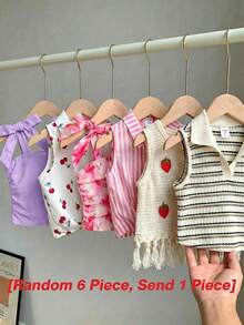 SHEIN 【随机6件，送1件】惊喜盒！！！！30%概率随机获得2件休闲背心、柔软夏季上衣、衬衫、夏季服装、短裤、背心、吊带背心、抹胸、束身衣、内衣、白色上衣、度假可爱上衣、少女无袖柔软上衣、夏季上衣、夏季短裤、背心。 - 紫色 - 查看 11