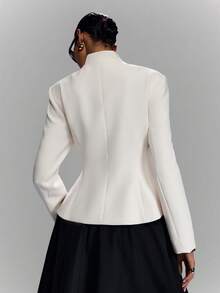 LYSMO 2026 New Arrive Minimalism Spring/Summer Women's Solid Color Long Sleeve Single-Breasted Elegant Blazer - Beige - View 2