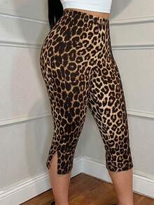 SHEIN SXY Quần legging nữ 7/8 xẻ hông gợi cảm phong cách thường ngày, trang phục thường ngày cho nữ - Nhiều màu - Xem 3