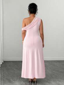 GlowEve CURVE Plus Size Women's 2026 Spring/Summer New Elegant Sophisticated Metal Buckle Maxi Dress - Pink - View 2
