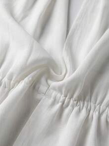 Maija Women's Vacation Ruffle Hem Deep V Halter Neck Cover-Up Top - White - View 7