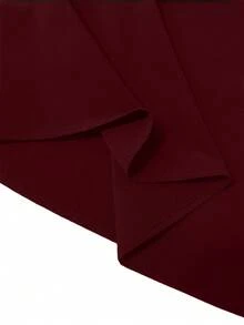 GlowEve CURVE Plus Size Women Solid Color Bow Decor Wrap Short Sleeve Dress - Burgundy - View 5