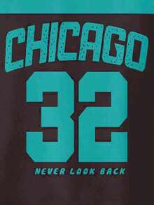 2pcs/Set Boys' Casual Streetwear Chicago Number 32 Striped Green Black Graphic Tee And Shorts Set,Summer City Break Fashionable Chic Daily Outfit - Multicolor - View 6