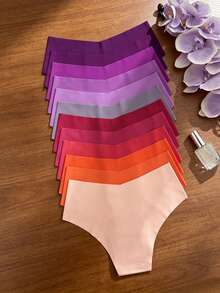 SHEIN 女款素色彈性腰舒適內褲 - 彩色 - 查看 2