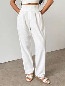 SHEIN PETITE Chemise blanche à col et boutons devant, blouse élégante minimaliste polyvalente pour femmes, convient pour les trajets, le port quotidien, le style vintage romantique des années 90, Noël, Nouvel An, Saint-Valentin, les fêtes, la plage, la remise des diplômes, la mode, le carnaval, les vacances, les invités de mariage, le brunch, l'aéroport, les occasions multiples, les femmes de petite taille - Blanc - Voir 3