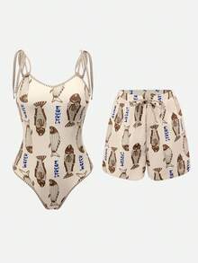 Swim Oasis 26SS 春夏度假风鱼纹波西米亚风配套短裤及连体泳衣套装 - 彩色 - 查看 6