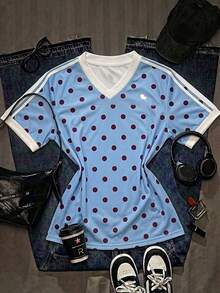 SHEIN EZwear 女款休閒寬鬆T恤，波點T恤，女款夏季服飾 - 彩色 - 查看 6