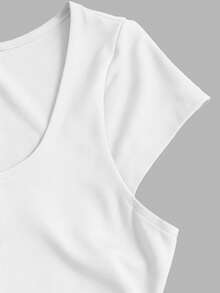 SHEIN EZwear 3件組女款休閒百搭收腰打褶短袖修身T恤，夏季百合印花圖案T恤與素色T恤女上衣套裝 - 彩色 - 查看 8
