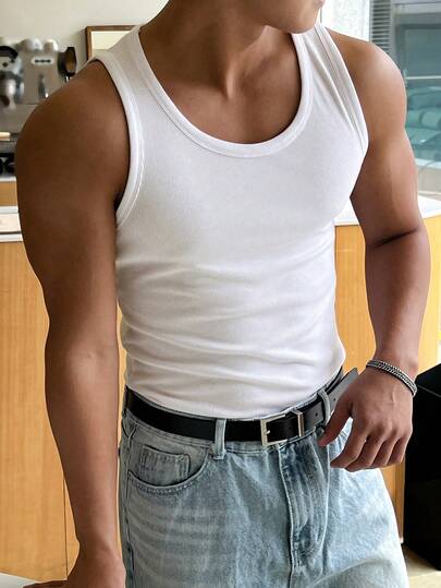DAZY Herren einfarbiges Tanktop für den Sommer