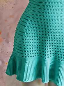 Flora Isola Flora Isola Spring/Summer Sleeveless V-Neck Backless Knit Dress, Casual Beach Vacation Style - Mint Blue - View 5