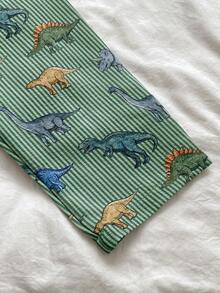 SHEIN 2pcs Boys' Dinosaur All-Over Print Collared Short Sleeve Top And Pants Pajama Set - Green - View 4