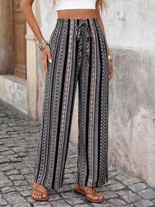 Brillora Women's Elegant Romantic Elastic Waist Pants, Suitable For Spring And Summer - Black - View 7