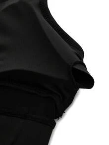 Cheerettes Plus Size Women Solid Color Mesh Patchwork Fitness Sports Tank Top - Black - View 8