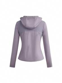 SHEIN Cheerettes Sudadera con capucha con cordón y manga larga para mujer - Morado - View 4