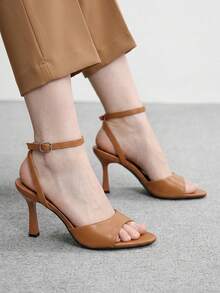 CUCCOO BIZCHIC Simple Round Toe With Stiletto Sandals, High Heels For Workplace Commuting Temperament - List One Brown - View 1