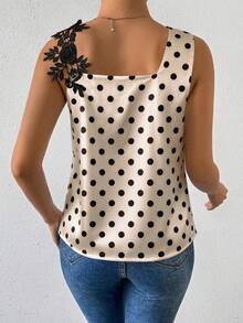RiviMae Elegante romantische ärmellose Bluse mit beige Muster und Neckholder, für Sommer Dinner Date Night - Verschiedenfarbig - Übersicht 3