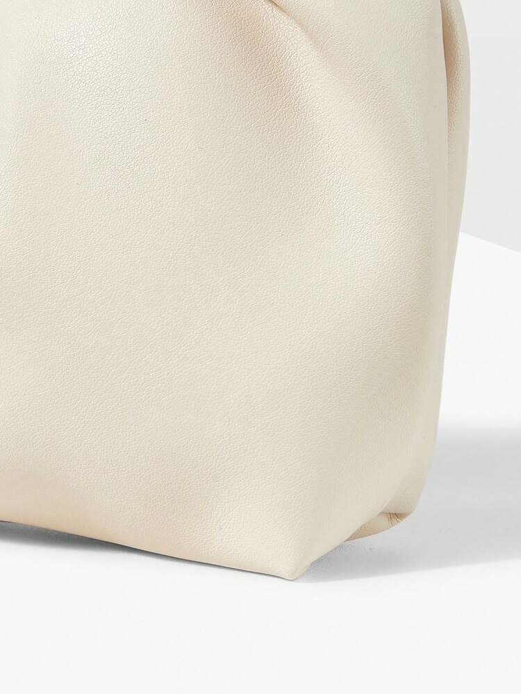 WOMEN'S FASHIONABLE SOFT PLEATED HANDBAG, EXQUISITE GOLD HANDLE, FRESH BEIGE, SUITABLE FOR DAILY, COMMUTING, SHOPPING, DATING MATCHING