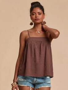 Travachic Women's Summer Casual Brown Camisole - Brown - View 5