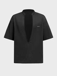 SIGLOCORE 男士休閒百搭刺繡短袖 Polo 衫 - 黑色 - 查看 2