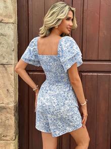 Pariaura Women's Summer Ditsy Floral Ruffled Sleeve Jumpsuit - Multicolor - View 2