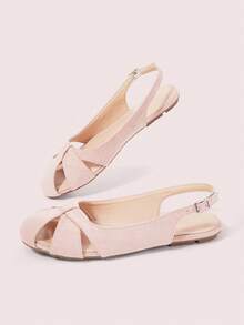 CUCCOO DOLLMOD Women's Shoes Fashionable Pink Suede Texture, Round Toe Hollow Metal Buckle Rear Strap Casual Comfortable Breathable Versatile Slingback Roman Shoes Sandals - Pink - View 3