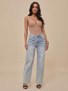 Silquee Body modelador feminino de cor sólida com alças ajustáveis (1 peça) - Coral Rosa - Ver 3