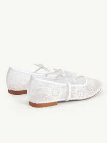 CUCCOO CHICEST French Girl Heart Mesh Shoes Women's Summer Breathable Square Toe Flats - White - View 4