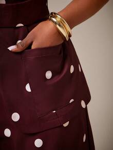 Radiana Plus Size Women's Classic Retro Polka Dot Vest And Wide Leg Pants Set Summer Holiday Outfits - Brown - View 6