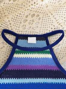 SHEIN Girls' Colorful Woven Rainbow Strap Camisole Top, Suitable For Daily, Festival, Vacation - Multicolor - View 3