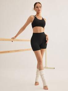 Eassivo Europäisch-amerikanischer modischer asymmetrischer Schulter Yoga-Top für Frauen mit gepolstertem BH, Fitness-Sport-BH - Schwarz - Übersicht 10