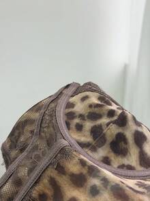 SHEIN Tall 豹纹蕾丝边紧身胸衣连体衣，性感度假/假日、派对、约会之夜、情人节、下午茶 - 棕色 - 查看 10